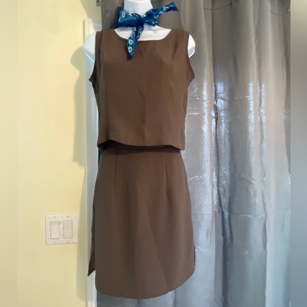 Brown skirt set.